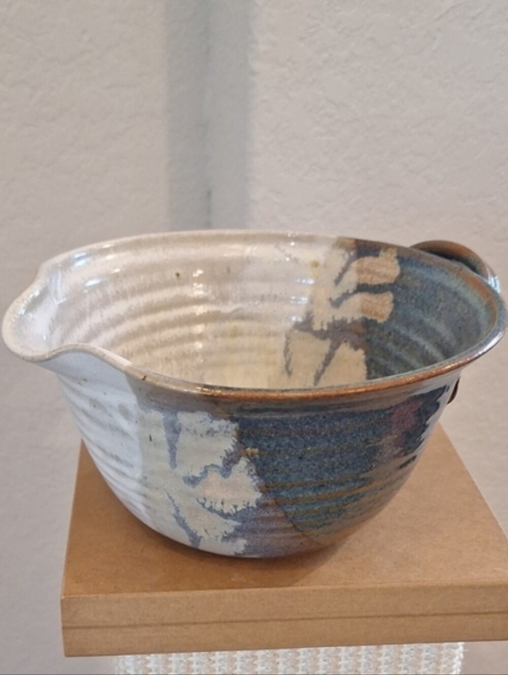 90s Joni Floral Stoneware Small Mixing Bowl Earthenware Artist Signed Handmade